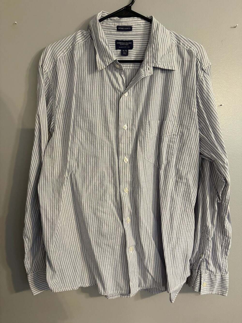 American Eagle Vintage Slim Fit Striped Button-Up Shirt XL